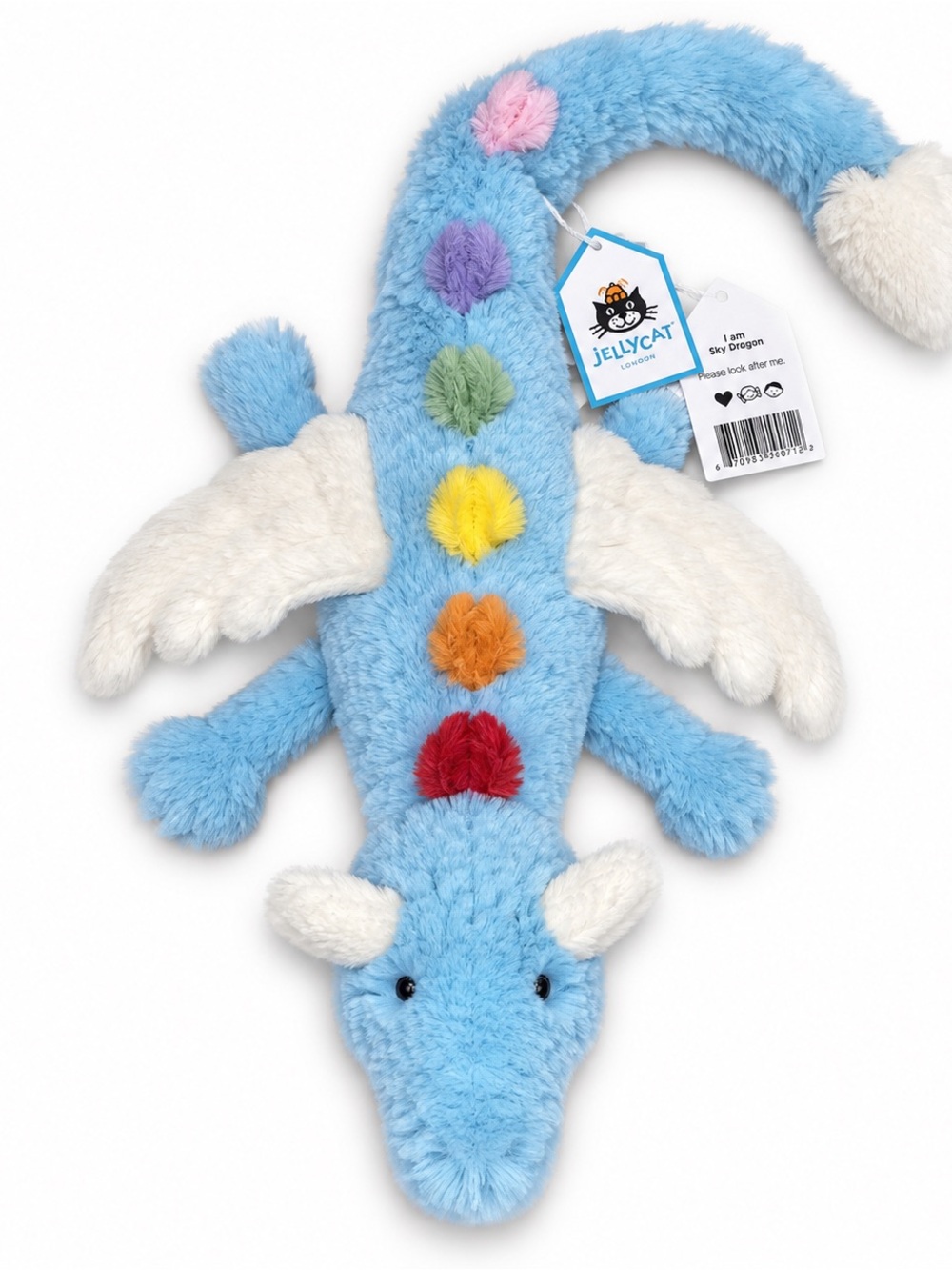 New Jellycat Sky Dragon Plush – Blue Rainbow Dragon – With Tags